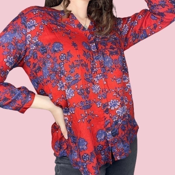 Lucky Brand Tops - Lucky Brand Red Blue Floral Print Button Down Shirt
100% Cotton